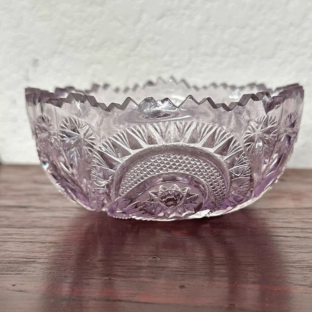 L.E. Smith Glass Co. Vintage Candy Dish Pinwheel and Stars Pattern